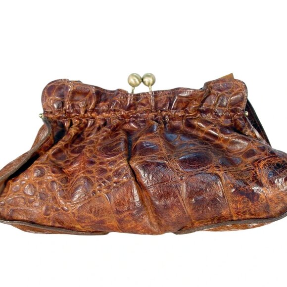 ARAHOE $400 Western Croc Leather Turquoise Kisslock Bag - Made in the USA - Picture 9 of 13